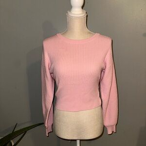 Pink Ribbed Women's Sweater